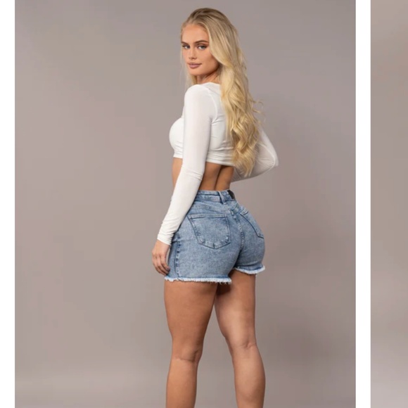 Fitjean Ripped Shorts - 80s Blue - Picture 1 of 11